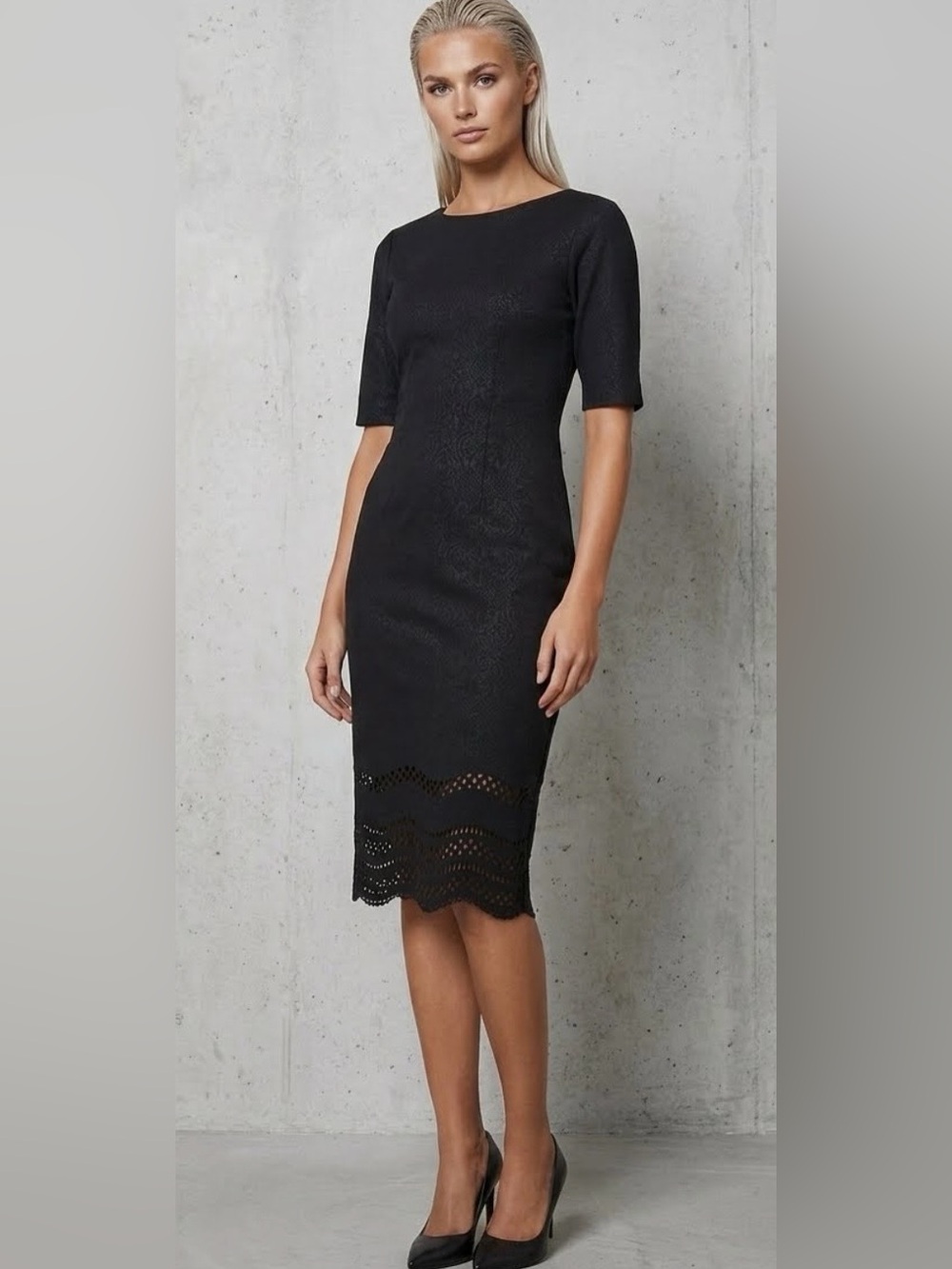 Zink London Chic Black Cutout Bottom Detail Fitted Dress, Size M